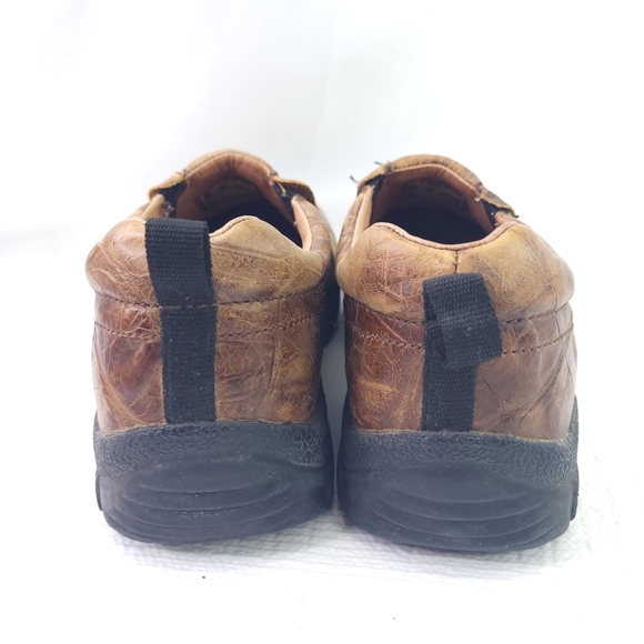 Roper Loafers Mens Size 10 Brown Leather Slip On Dress Shoes Croc Print Comfort - Picture 5 of 9